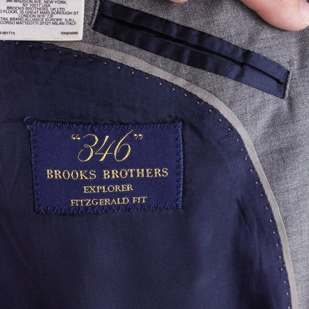 Brooks Brothers 346 Explorer Fitzgerald Men's 44RG Gray‎ Wool Blend Blazer Egypt